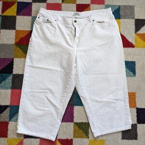 LIKE NEW Women's LL Bean Classic White Cropped Jeans Size 20 Petite ID 268523